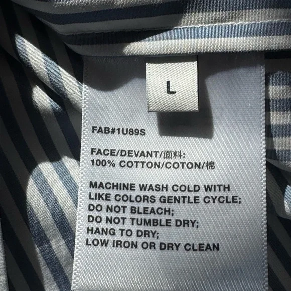 Lafayette 148 New York  Navy Striped Button Down Shirt - Picture 4 of 4